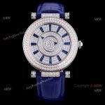 Iced Out Franck Muller Double Mystery Blue Leather Strap High Copy Watch 